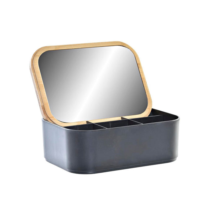 Bamboo Organiser Jewellery Box with Mirror DKD Home Decor Black Natural Bamboo polystyrene 15,5 x 11 x 5,8 cm