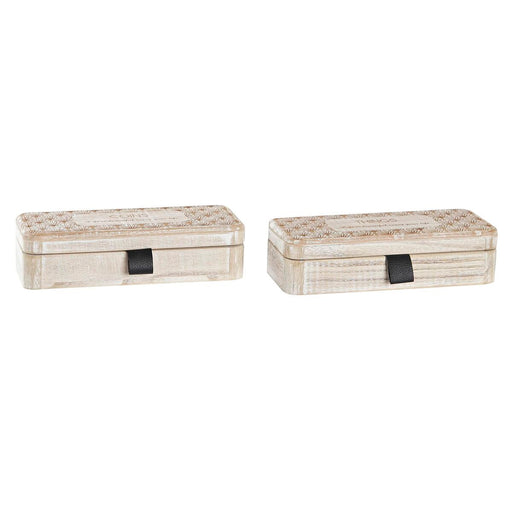 Jewelry box DKD Home Decor Natural MDF Wood 20 x 8 x 5 cm (2 Units)