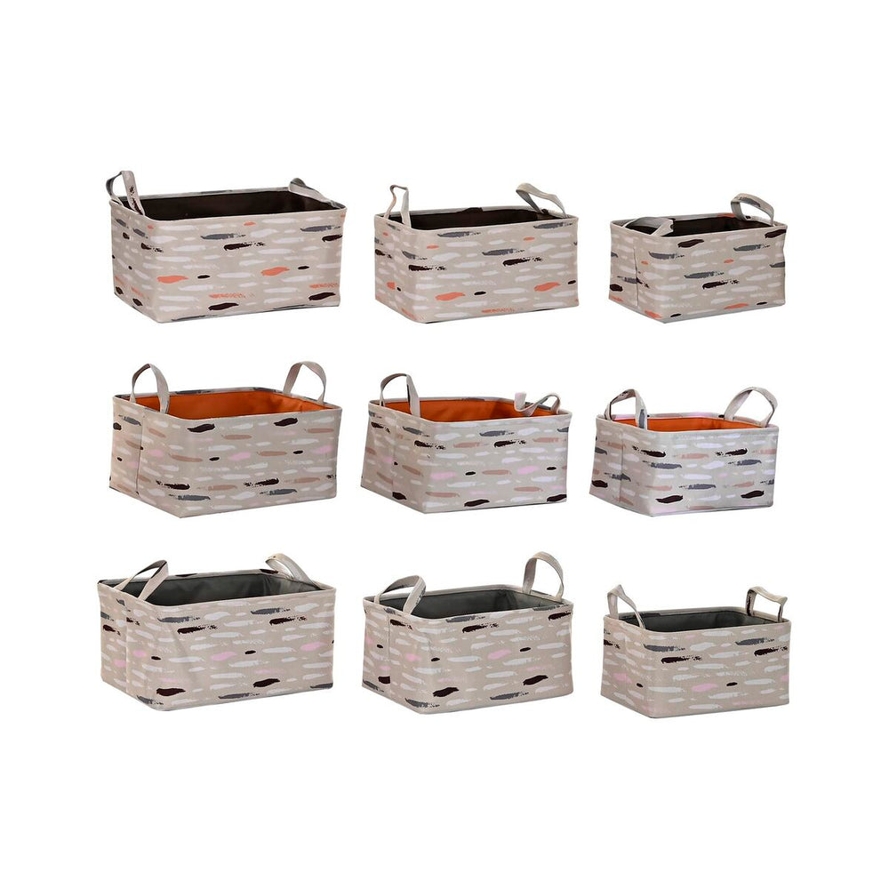 Basket set DKD Home Decor Brown Grey Orange 40 x 30 x 20 cm (3 Pieces)