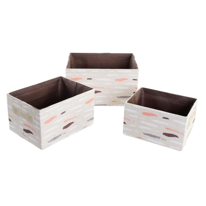 Basket set DKD Home Decor Brown 32 x 24 x 18 cm Grey Orange (3 Units)