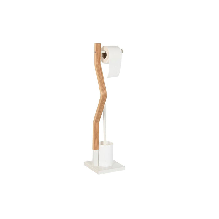 Toilet Paper Holder with Brush Stand DKD Home Decor Natural Wood Steel 18,5 x 18,5 x 75 cm