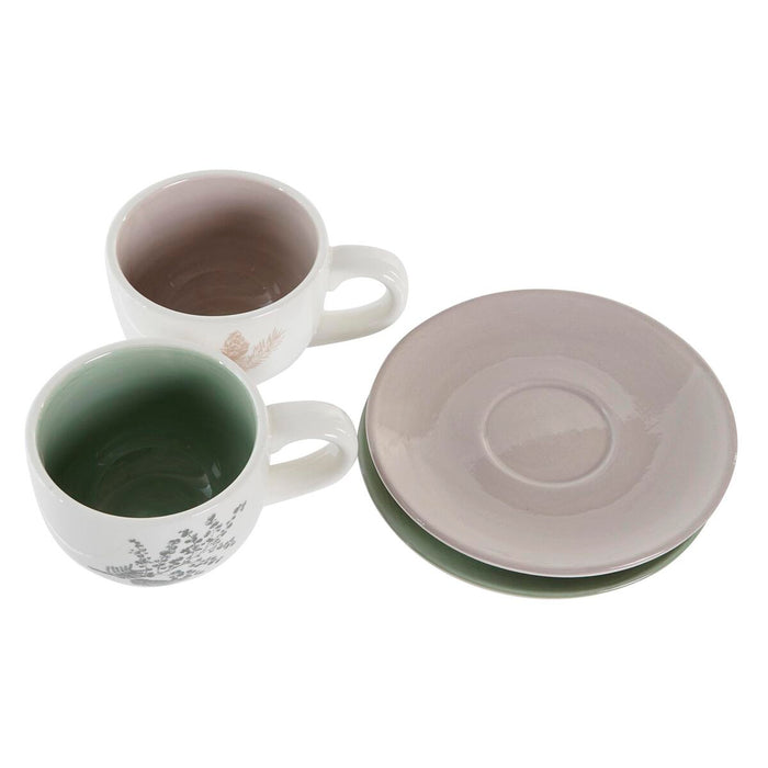 Piece Coffee Cup Set DKD Home Decor Beige Metal White Dolomite (180 ml) (6 Pieces)