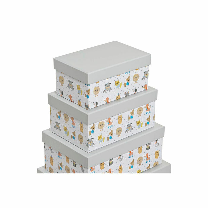 Set of Stackable Organising Boxes DKD Home Decor Grey Pets Cardboard (43,5 x 33,5 x 15,5 cm)