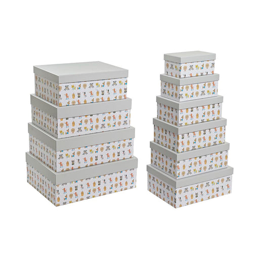 Set of Stackable Organising Boxes DKD Home Decor Grey Pets Cardboard (43,5 x 33,5 x 15,5 cm)