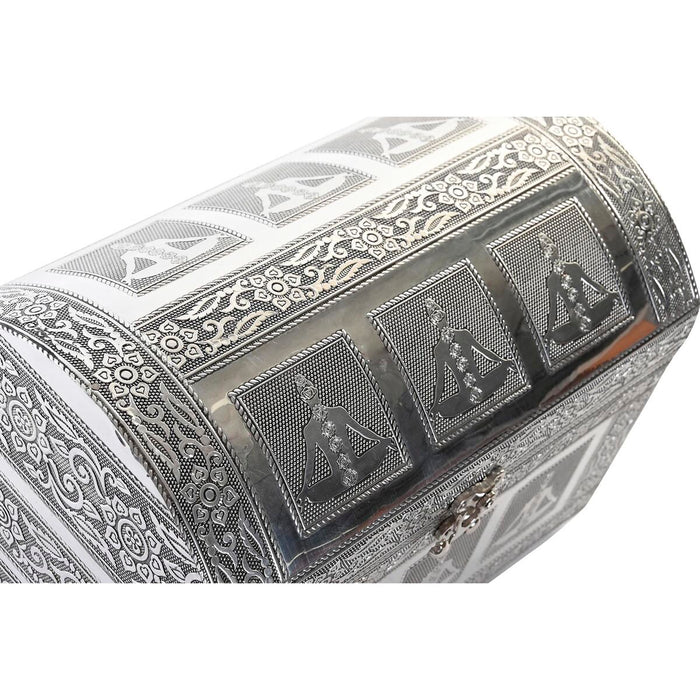 Jewelry box DKD Home Decor Green Silver Wood Aluminium 25 x 15 x 18 cm