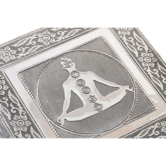 Jewelry box DKD Home Decor Silver Wood Aluminium Green 18 x 18 x 6 cm