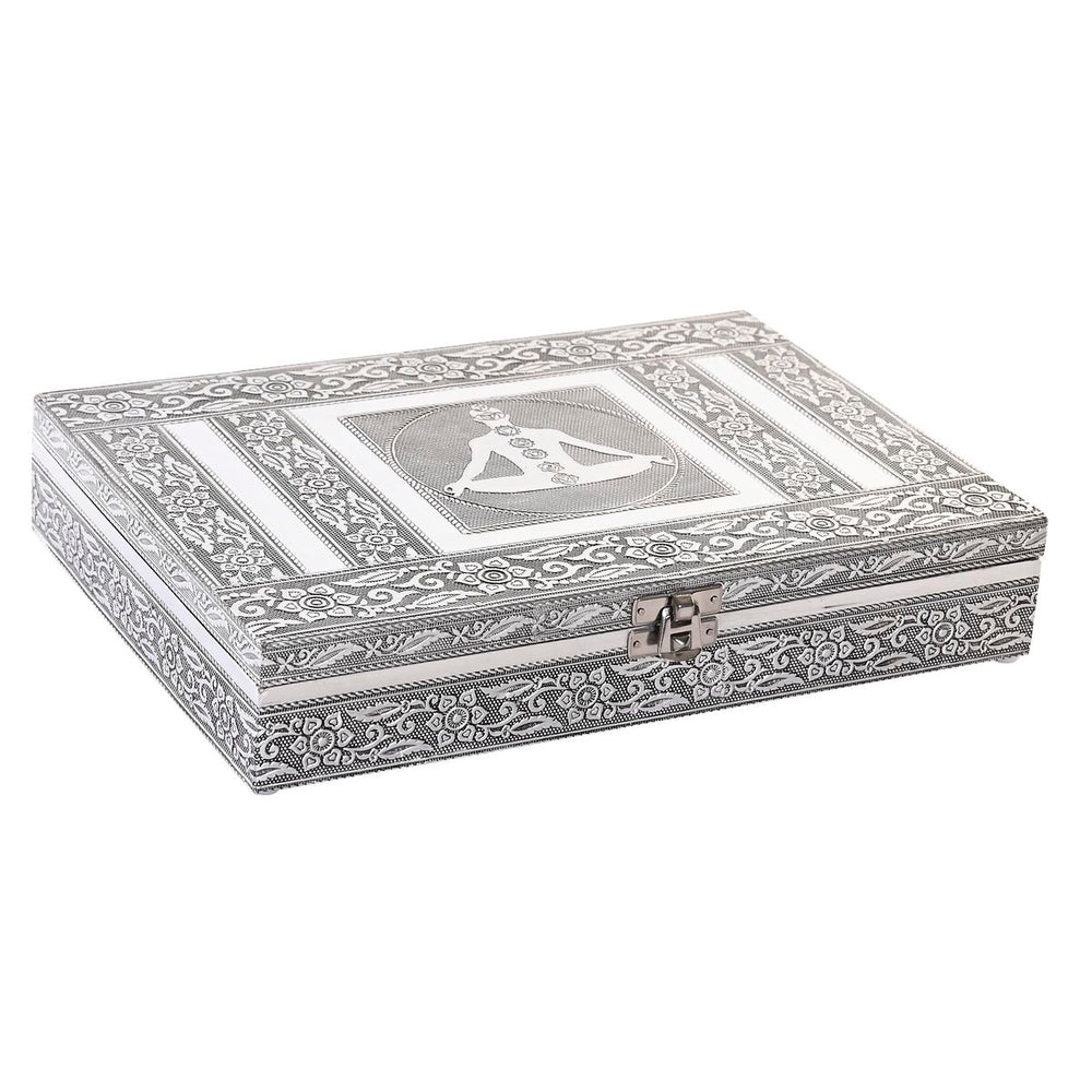 Jewelry box DKD Home Decor Silver Wood Aluminium Green 28 x 20 x 5 cm