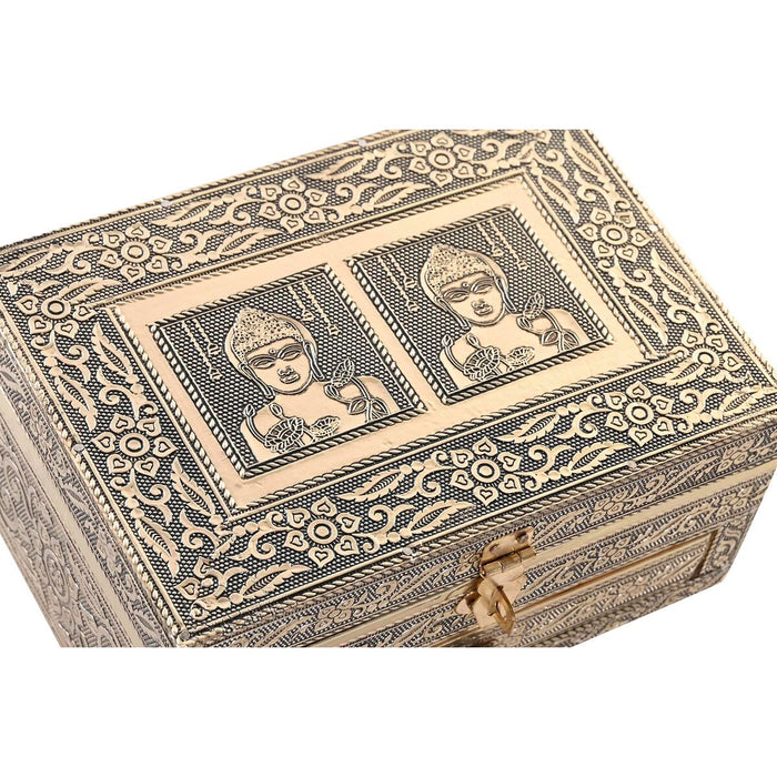 Jewelry box DKD Home Decor 17,5 x 12,5 x 8,5 cm Champagne Beige Wood Aluminium