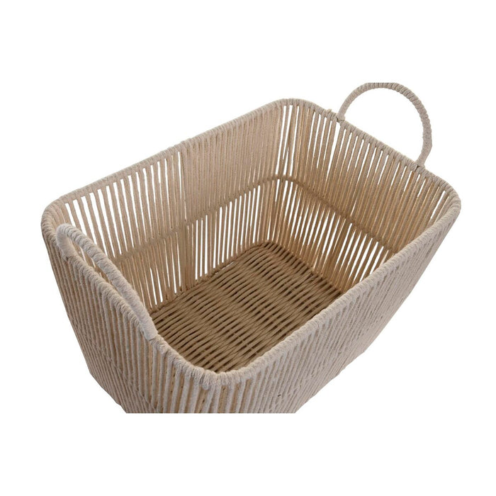 Basket set DKD Home Decor Beige Metal Cotton (39 x 29 x 31 cm)