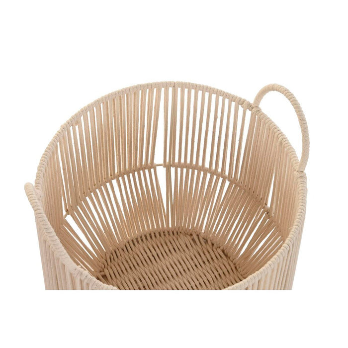 Basket set DKD Home Decor Beige Metal Cotton (35 x 35 x 36 cm)