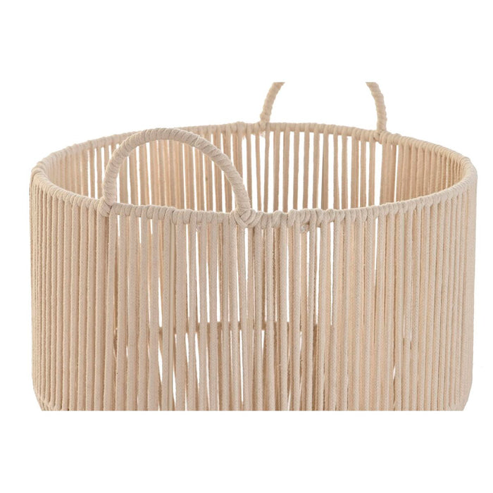 Basket set DKD Home Decor Beige Metal Cotton (35 x 35 x 36 cm)