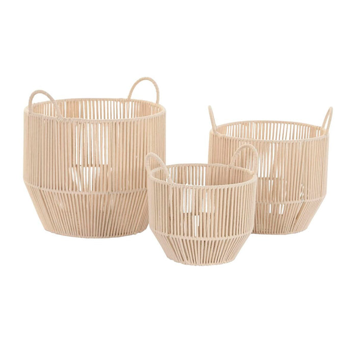 Basket set DKD Home Decor Beige Metal Cotton (35 x 35 x 36 cm)