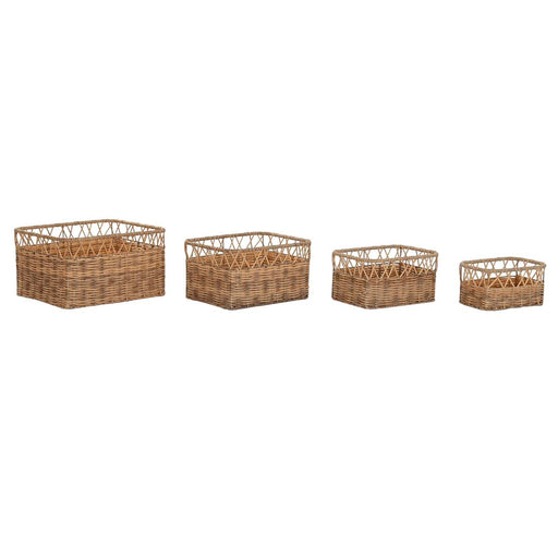 Basket set DKD Home Decor Natural Metal PE (42 x 32 x 22 cm)