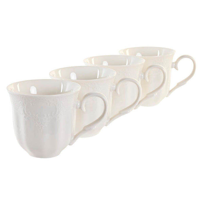 4 Piece Mug Set DKD Home Decor Natural Porcelain White 350 ml