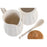 Milk jug and sugar bowl DKD Home Decor White Bamboo Aluminium Porcelain 3 Pieces 19,5 x 7,5 x 17,5 cm