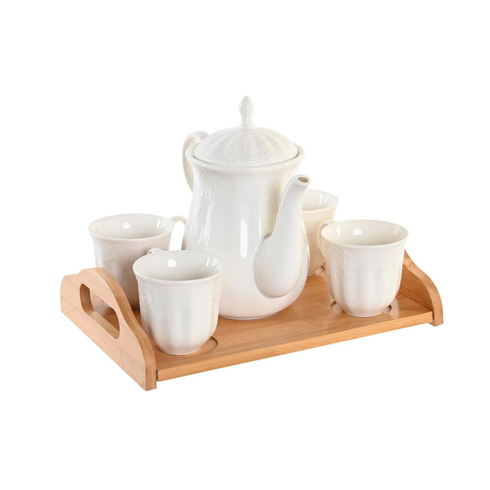 Piece Coffee Cup Set DKD Home Decor Natural Porcelain White