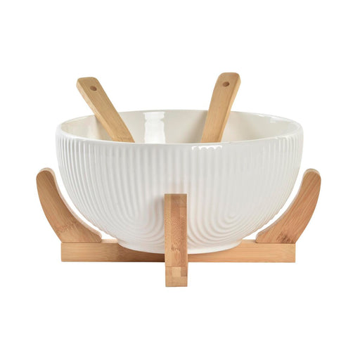 Salad Bowl DKD Home Decor 27 x 29 x 14 cm Natural Porcelain White 3 Pieces