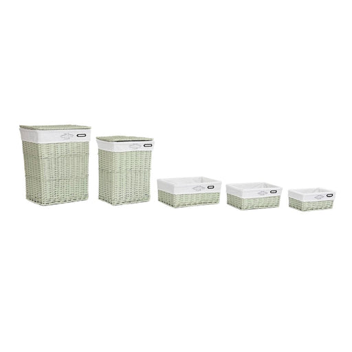 Basket set DKD Home Decor Green wicker 44 x 34 x 56 cm