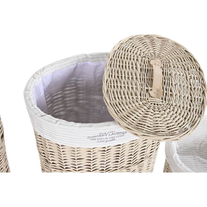 Set of Baskets DKD Home Decor 51 x 37 x 56 cm 52 x 38 x 56 cm Beige wicker