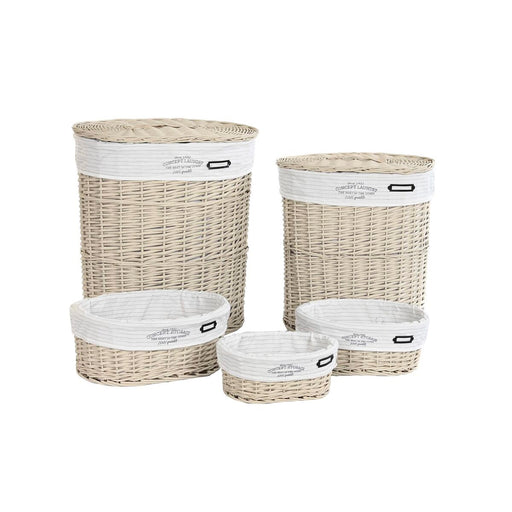 Set of Baskets DKD Home Decor 51 x 37 x 56 cm 52 x 38 x 56 cm Beige wicker