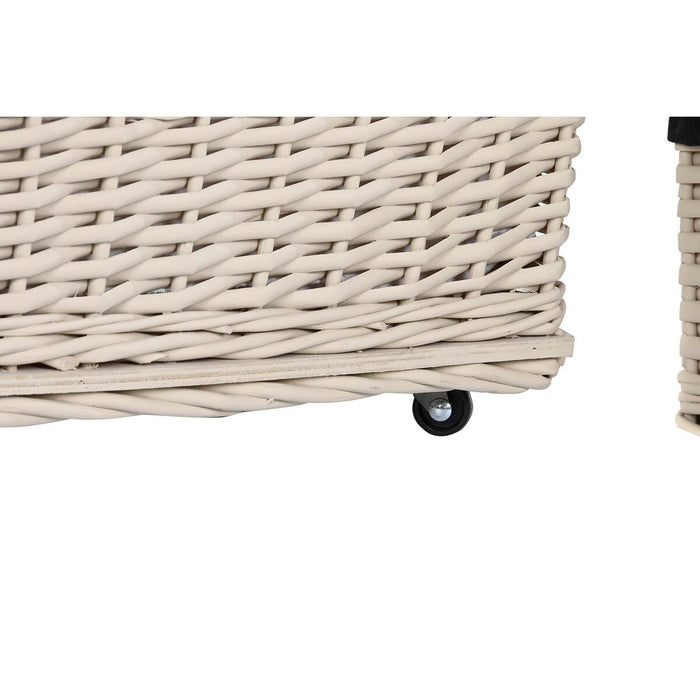 Set of Baskets DKD Home Decor 44 x 34 x 58 cm 45 x 35 x 58 cm Beige White wicker