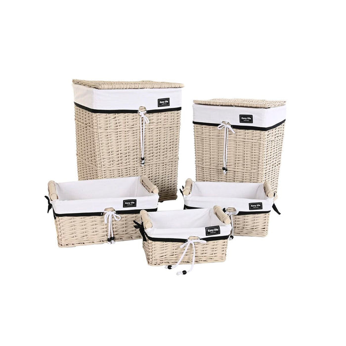 Set of Baskets DKD Home Decor 44 x 34 x 58 cm 45 x 35 x 58 cm Beige White wicker