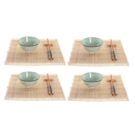 Sushi Set DKD Home Decor 14,5 x 14,5 x 35 cm Stoneware Oriental (16 Pieces)