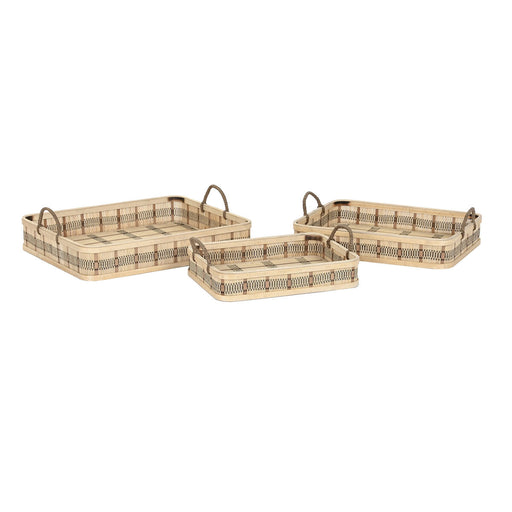 Set of trays DKD Home Decor Natural Light brown Urban (54 x 43 x 9 cm) (3 Units)