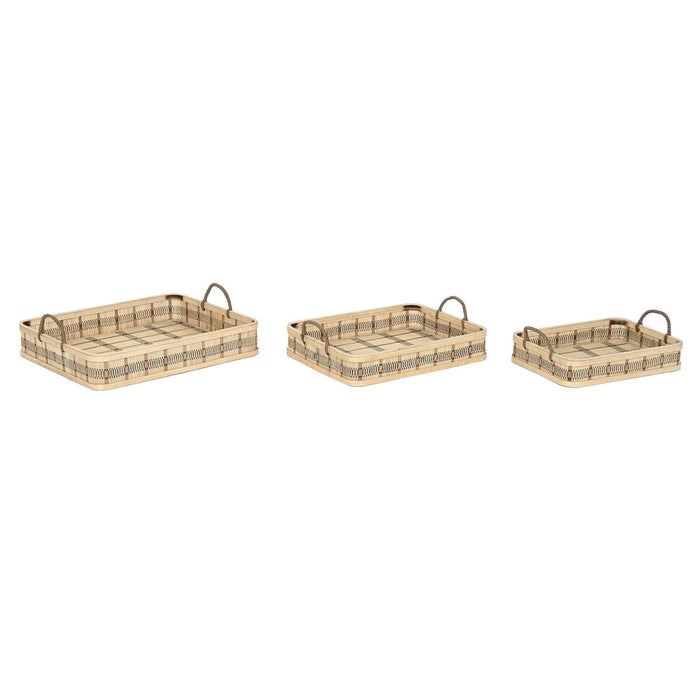 Set of trays DKD Home Decor Natural Light brown Urban (54 x 43 x 9 cm) (3 Units)