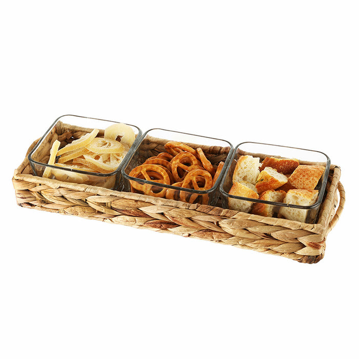 Snack tray DKD Home Decor 30 x 11 x 6 cm Crystal Natural 280 ml