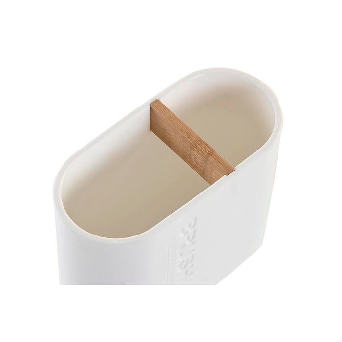 Toothbrush Holder DKD Home Decor 11,5 x 5,5 x 10,5 cm Natural White polypropylene