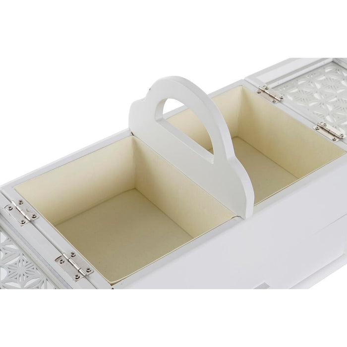 Jewelry box DKD Home Decor Crystal White Ivory MDF Wood 30 x 17 x 24 cm