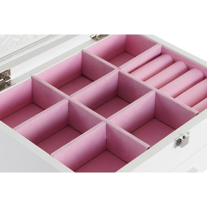 Jewelry box DKD Home Decor 25,5 x 19,5 x 11 cm Crystal White Light Pink MDF Wood