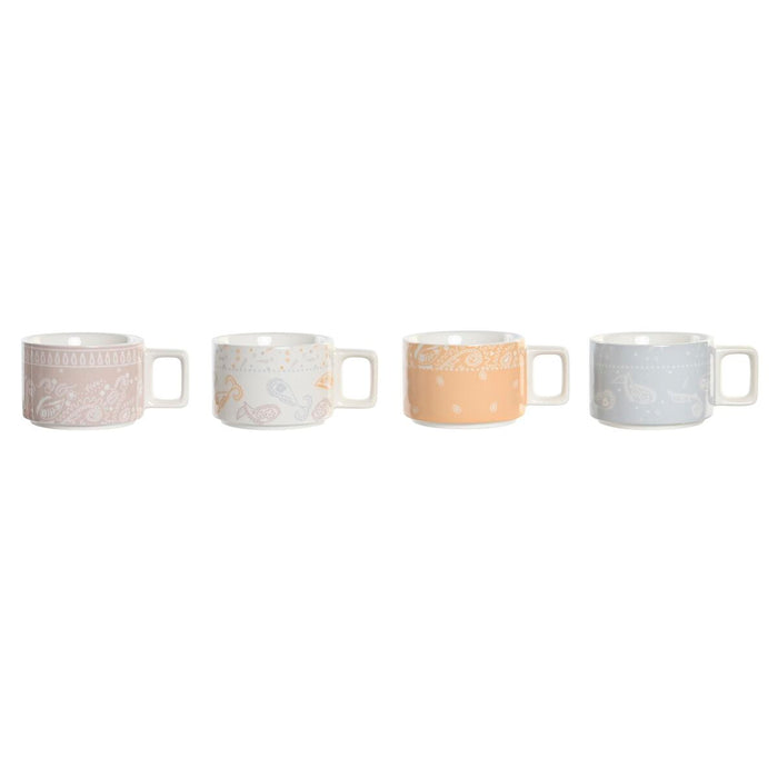 Piece Coffee Cup Set DKD Home Decor Yellow Blue White Red Metal Bamboo Dolomite 4 Pieces 260 ml