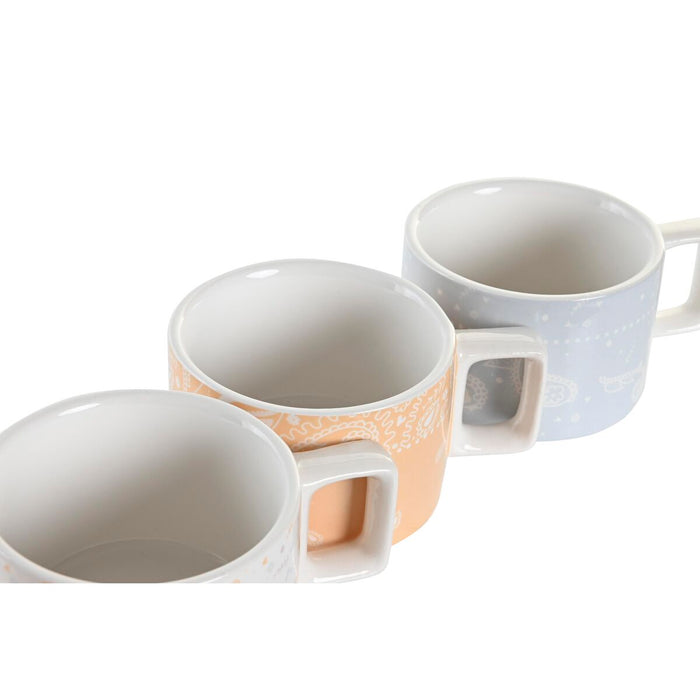 Piece Coffee Cup Set DKD Home Decor Yellow Blue White Red Metal Bamboo Dolomite 4 Pieces 260 ml