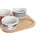 Appetizer Set DKD Home Decor 19,7 x 19,7 x 1 cm Natural Red Blue White Stoneware Mediterranean Houses