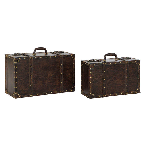 Set of Chests DKD Home Decor 59 x 35 x 24 cm Wood Polyurethane Dark brown Vintage