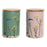 Tin DKD Home Decor 11,5 x 11,5 x 17,5 cm Floral Pink Green Bamboo Stoneware Shabby Chic (2 Units)
