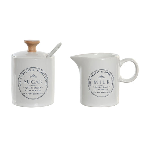 Milk jug and sugar bowl DKD Home Decor 11 x 7,5 x 9 cm White Stoneware