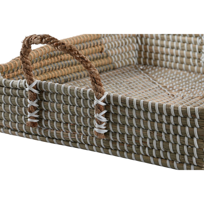 Set of trays DKD Home Decor Natural Yellow Tropical Seagrass (48 x 38 x 15 cm) (2 Units)