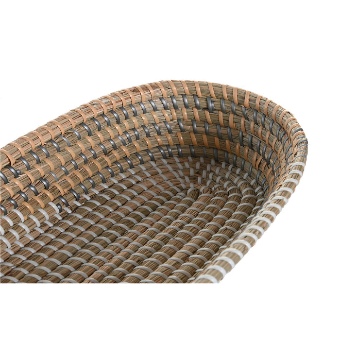 Set of trays DKD Home Decor 43 x 22 x 8 cm Natural Yellow Tropical Seagrass (2 Units)