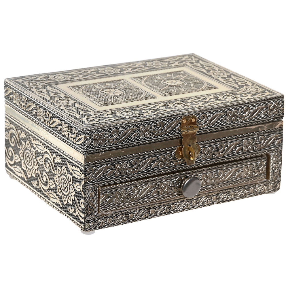 Jewelry box DKD Home Decor 17,5 x 12,5 x 8,5 cm Champagne Natural Aluminium