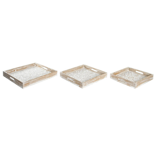 Set of trays DKD Home Decor Brown 40 x 40 x 5 cm Mango wood Arab