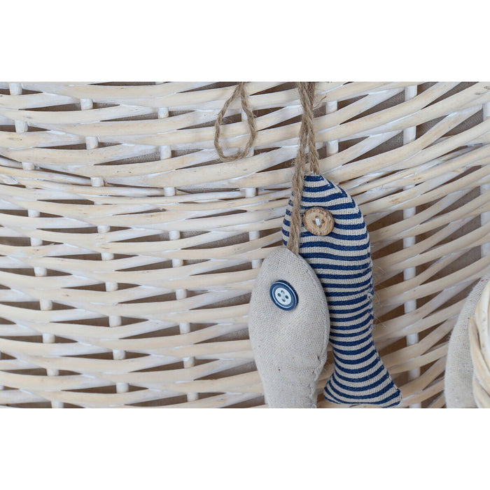 Basket set DKD Home Decor 47 x 47 x 56 cm Beige Blue 3 Pieces Spirals