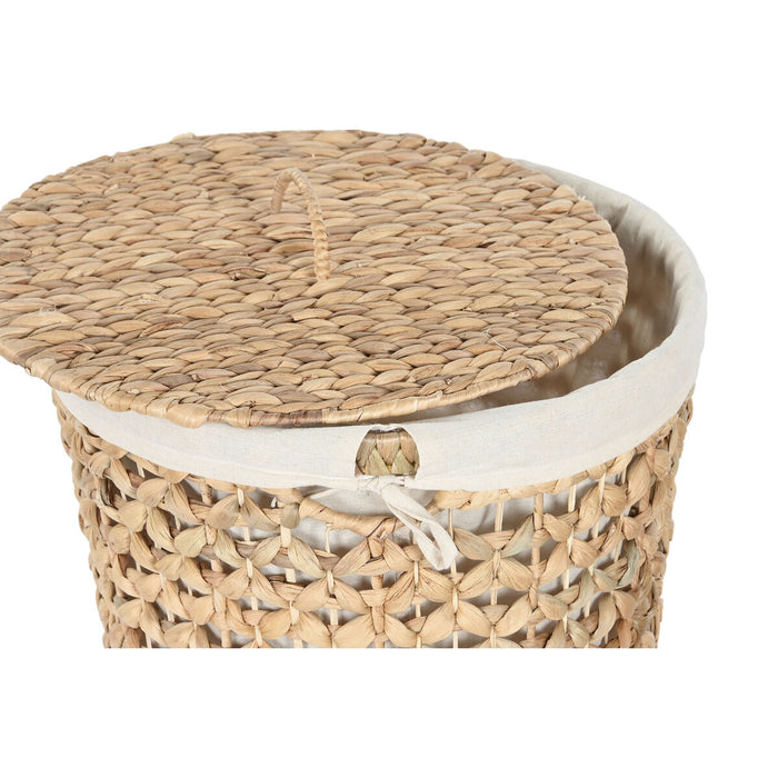 Laundry basket DKD Home Decor Natural Brown White Tropical 40 x 40 x 58 cm