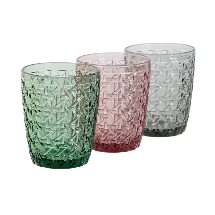 Set of glasses DKD Home Decor Green Grey Pink Crystal With relief 240 ml (6 Units)