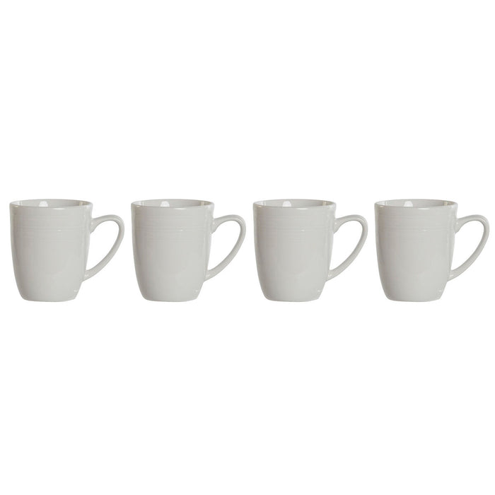 4 Piece Mug Set DKD Home Decor White Porcelain 330 ml