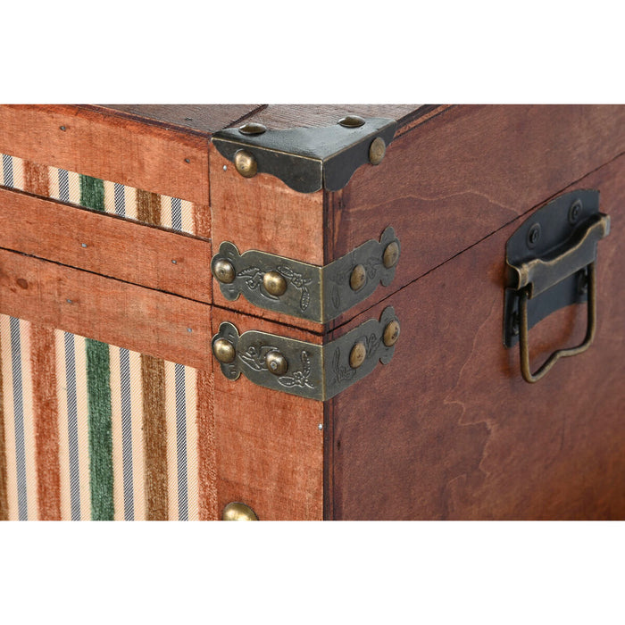 Set of Chests Home ESPRIT Brown Multicolour Wood Canvas Colonial 81 x 49 x 45 cm