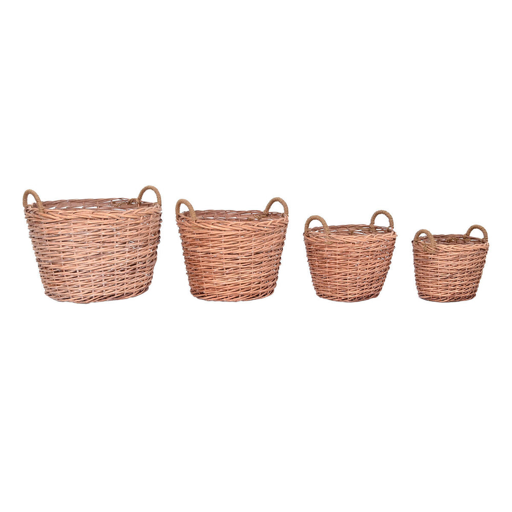 Woodshed Home ESPRIT Dark brown Light grey wicker Rope 71 x 62 x 57 cm (4 Units)