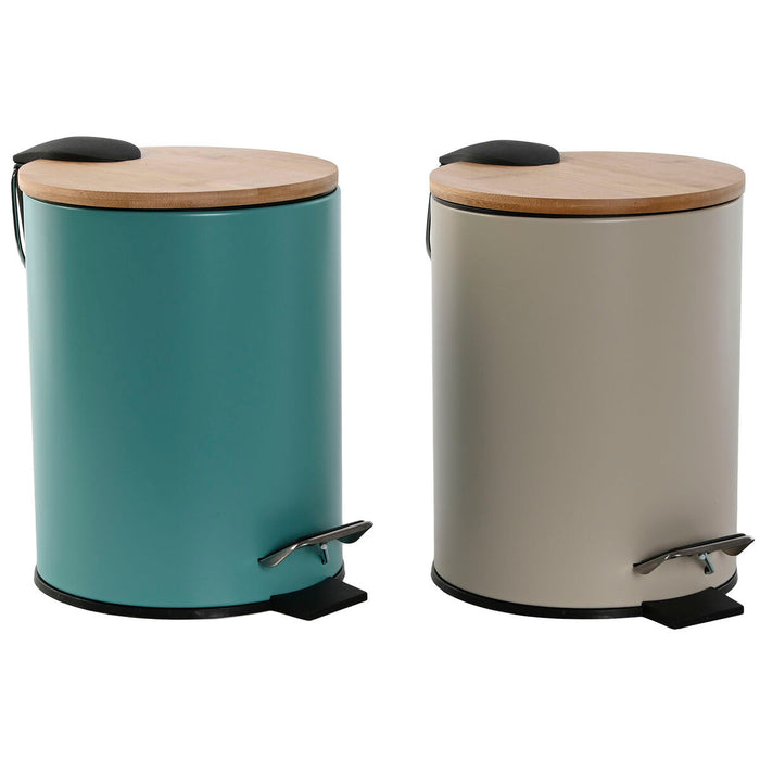 Waste bin Home ESPRIT Beige Turquoise Modern 3 L (2 Units)